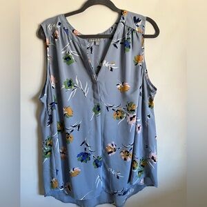 Daniel Rainn Floral Sleeveless Blouse - Blue Multi